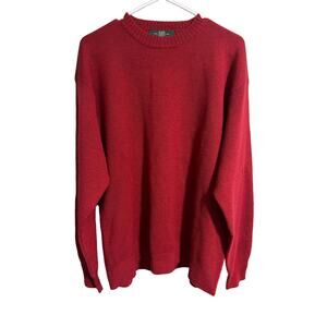 Orvis 100% Wool Sweater Red Holiday Large